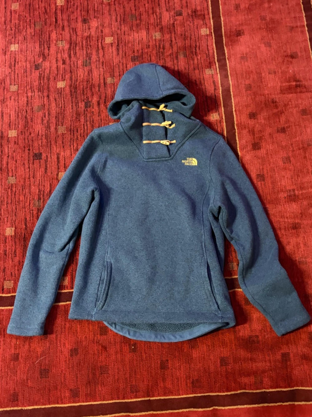 The North Face Womens Sweater XL Crescent Hooded Pullover Toggle Fleece Gray